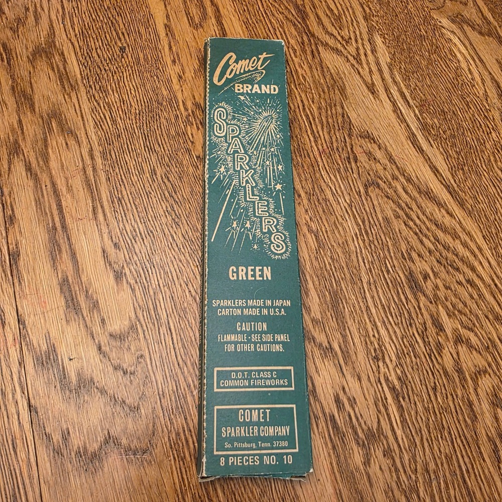 Vintage Comet Brand Sparklers No 10 Green Fireworks Box Only Empty Memorabilia
